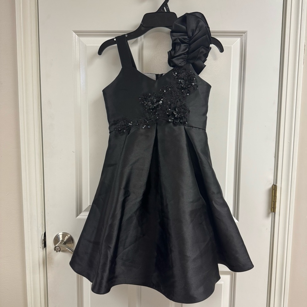 Bonnie Jean Girls Black Sleeveless Mikado Party Dress